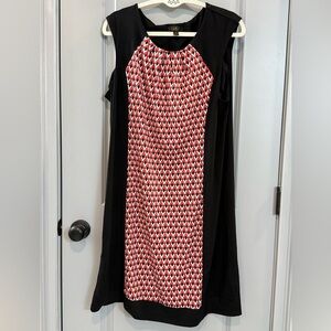 Elegant Black and Red Geometric Midi Dress